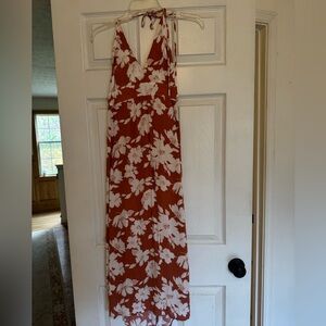 Lulu's Rust and White Floral Maxi Dress